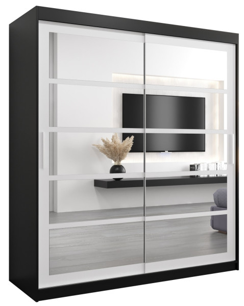 Szafa przesuwna garderoba ROMA 02 180 czarny + biały 97156
