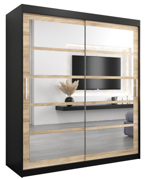 Szafa przesuwna garderoba ROMA 02 180 czarny + sonoma 97091