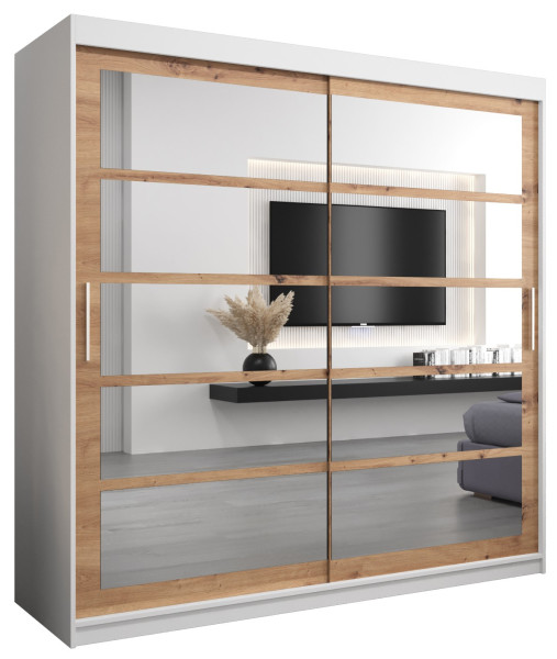 Szafa przesuwna garderoba ROMA 02 200 biały + artisan 97030
