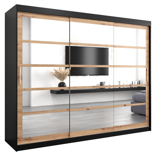 Szafa przesuwna garderoba ROMA 02 200 czarny + artisan 97120