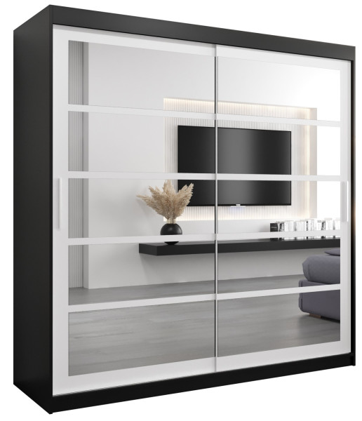 Szafa przesuwna garderoba ROMA 02 200 czarny + biały 97339