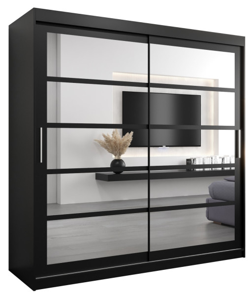Szafa przesuwna garderoba ROMA 02 200 czarny + czarny 97511