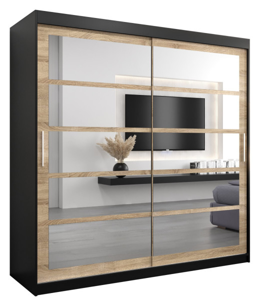Szafa przesuwna garderoba ROMA 02 200 czarny + sonoma 97169