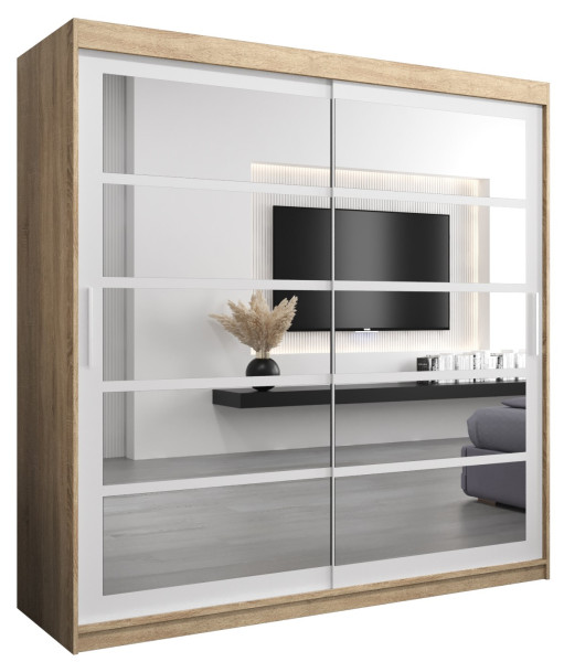 Szafa przesuwna garderoba ROMA 02 200 sonoma + biały 97551