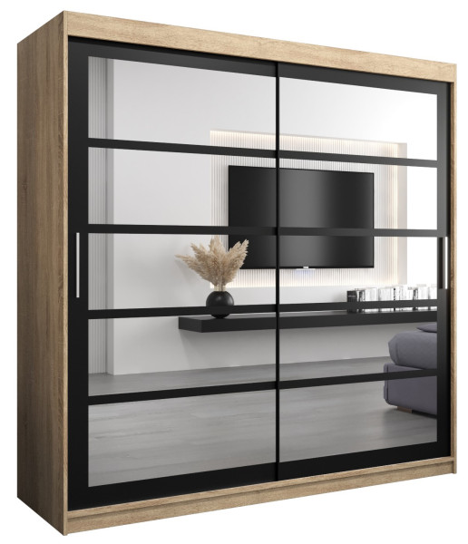 Szafa przesuwna garderoba ROMA 02 200 sonoma + czarny 97465