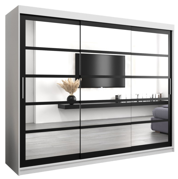 Szafa przesuwna garderoba ROMA 02 250 biały + czarny 96975