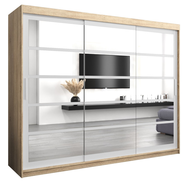 Szafa przesuwna garderoba ROMA 02 250 sonoma + biały 97543