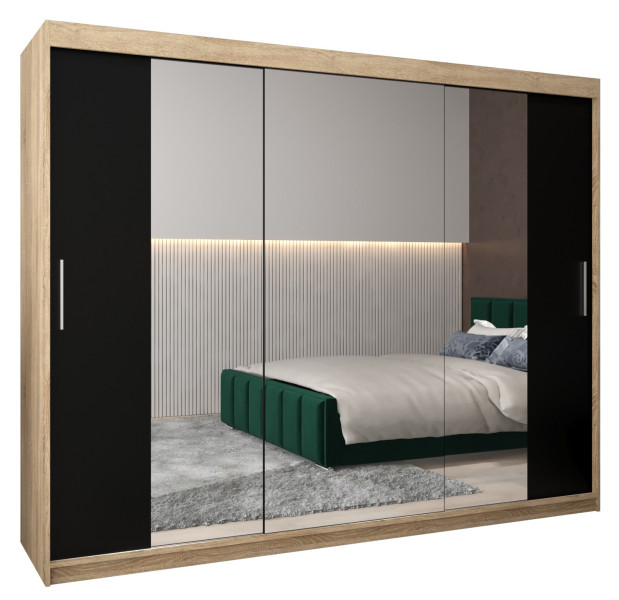 Szafa przesuwna Garderoba Tokyo 2 250 sonoma + czarny 78964