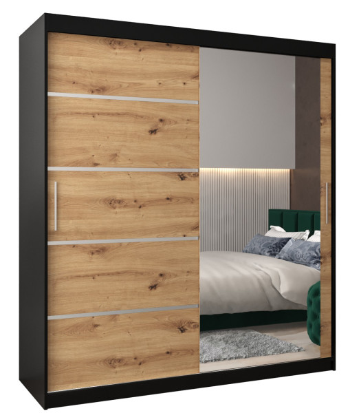 Szafa przesuwna Garderoba Verona 2 180 czarny + artisan 77671