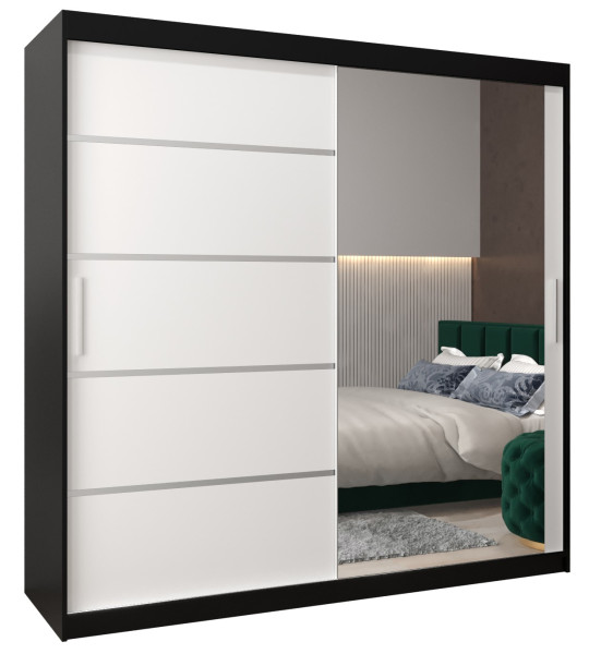 Szafa przesuwna Garderoba Verona 2 200 czarny + biały 77672