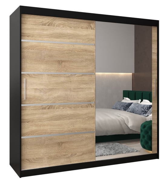 Szafa przesuwna Garderoba Verona 2 200 czarny + sonoma 77665