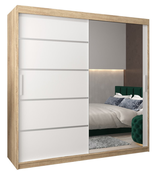 Szafa przesuwna Garderoba Verona 2 200 sonoma + biały 77692