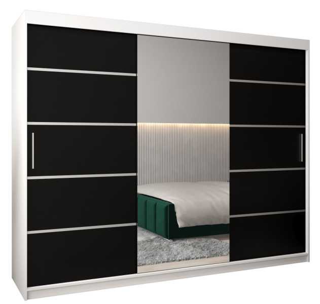 Szafa przesuwna Garderoba Verona 2 250 biały + czarny 77694