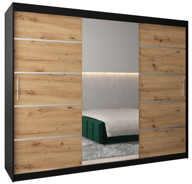 Szafa przesuwna Garderoba Verona 2 250 czarny + artisan 77703
