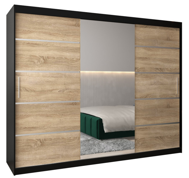 Szafa przesuwna Garderoba Verona 2 250 czarny + sonoma 77718