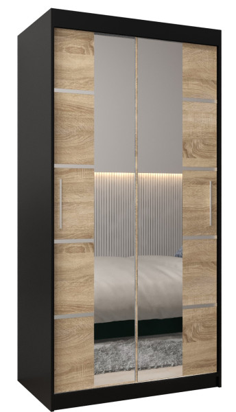 Szafa przesuwna Garderoba Verona 4 100 czarny + sonoma 90656