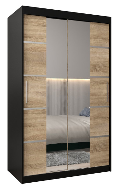Szafa przesuwna Garderoba Verona 4 120 czarny + sonoma 90095
