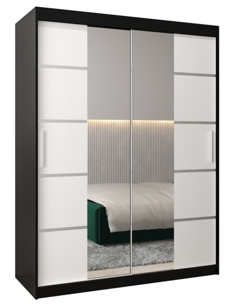 Szafa przesuwna Garderoba Verona 4 150 czarny + biały 90226