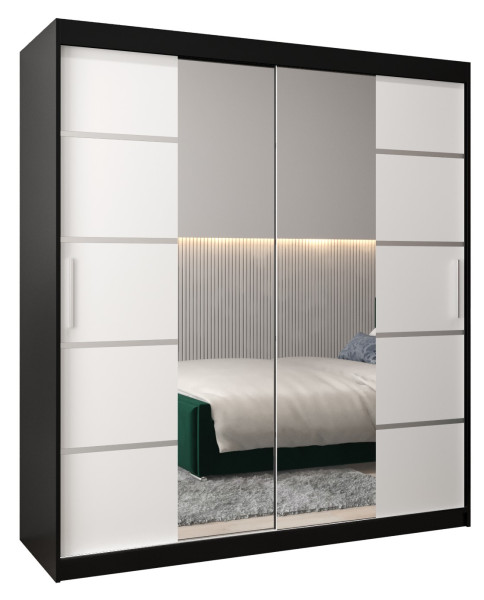 Szafa przesuwna Garderoba Verona 4 180 czarny + biały 90133