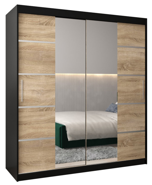 Szafa przesuwna Garderoba Verona 4 180 czarny + sonoma 90655