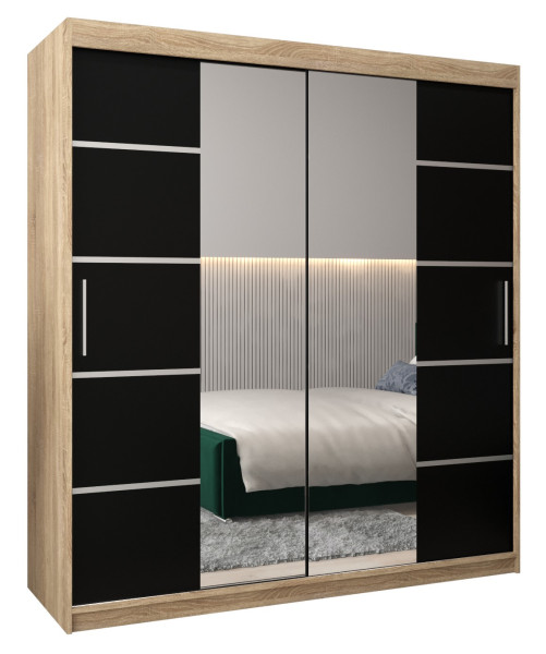 Szafa przesuwna Garderoba Verona 4 180 sonoma + czarny 90113