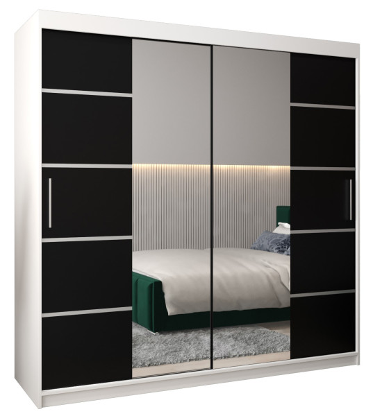 Szafa przesuwna Garderoba Verona 4 200 biały + czarny 90092