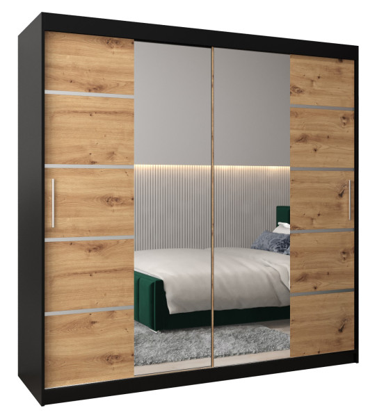 Szafa przesuwna Garderoba Verona 4 200 czarny + artisan 90260