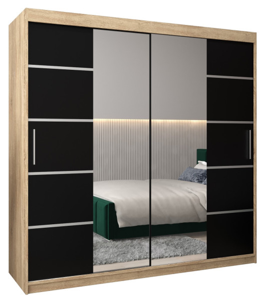 Szafa przesuwna Garderoba Verona 4 200 sonoma + czarny 90075