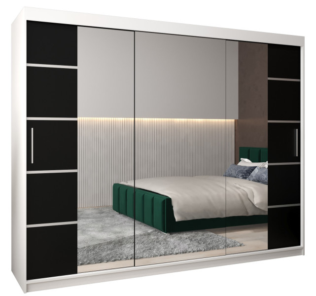 Szafa przesuwna Garderoba Verona 4 250 biały + czarny 90623