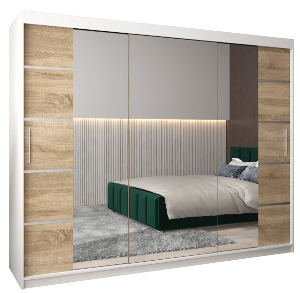 Szafa przesuwna Garderoba Verona 4 250 biały + sonoma 90128