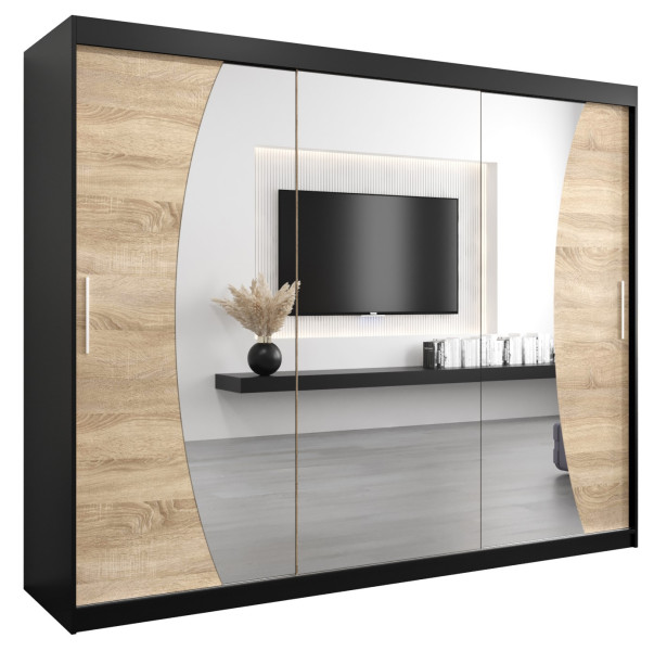Szafa przesuwna Garderoba WAVE 250 czarny + sonoma 105659