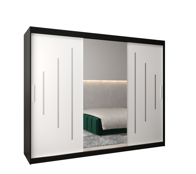 Szafa przesuwna Garderoba YORK 1 250 czarny/biały 325061