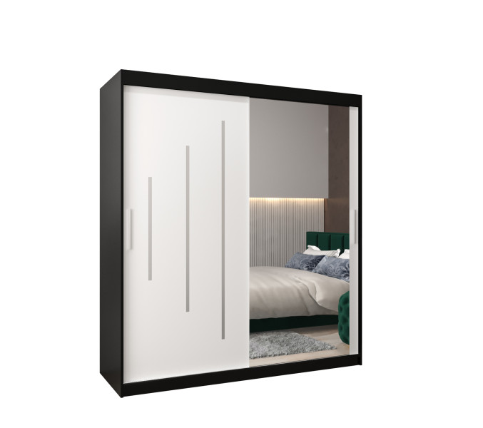 Szafa przesuwna Garderoba YORK 2 180 czarny/biały 97403