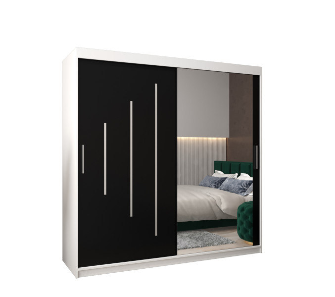 Szafa przesuwna Garderoba YORK 2 200 biały/czarny 97489