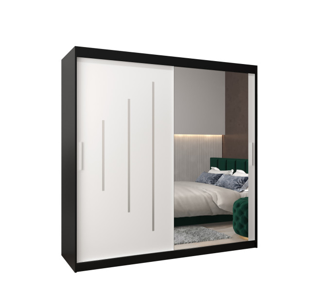 Szafa przesuwna Garderoba YORK 2 200 czarny/biały 97319