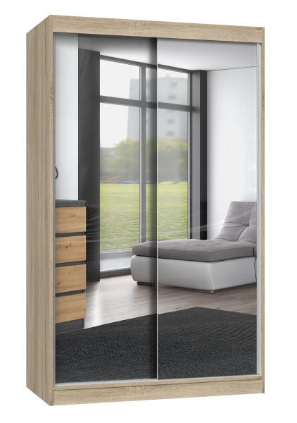 Szafa przesuwna Iga 120 cm drzwi 2 lustra dąb sonoma 121399
