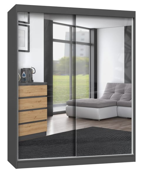 Szafa przesuwna Iga 160 cm 2 lustra Antracyt/Dąb Artisan 100977