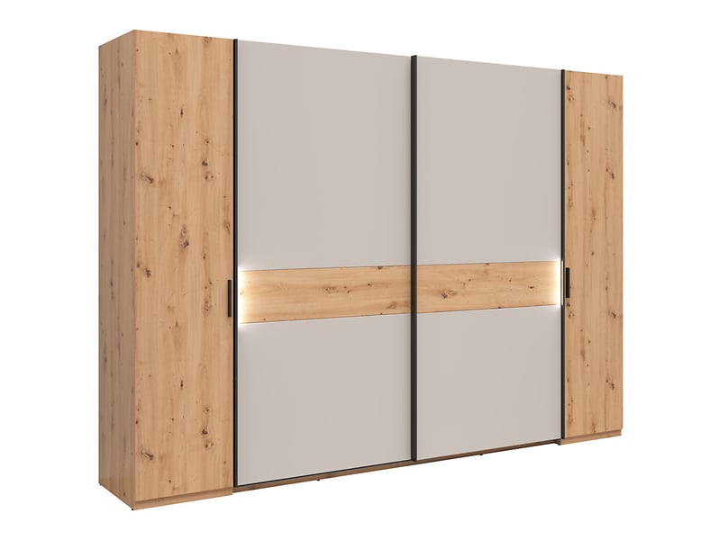 Szafa przesuwna Kapamo 312 cm z 4 drzwiami dąb artisan/kaszmir 958014