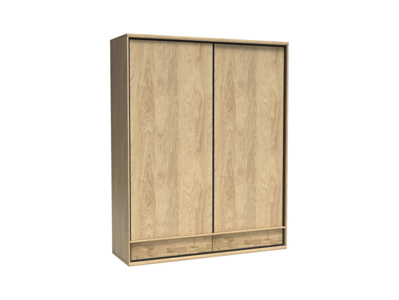 Szafa Przesuwna MILAN 177 cm Hikora Panel Dębowy Szuflady Półka Wieszak 136086