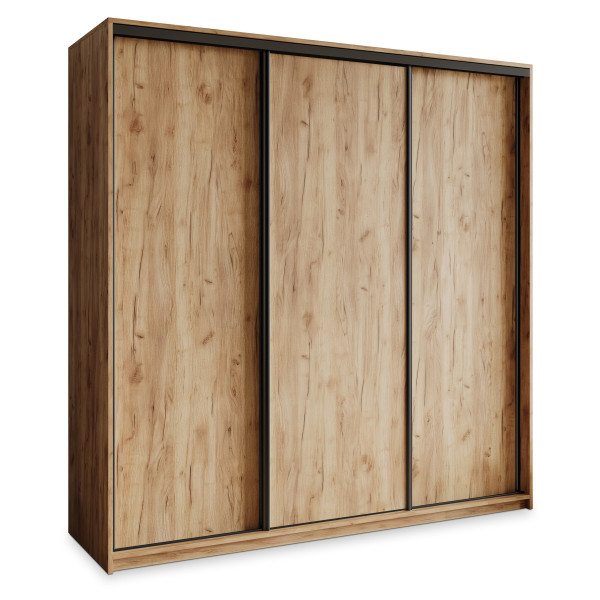 Szafa przesuwna NISSE 200 cm Dąb craft złoty + Czarny 739471