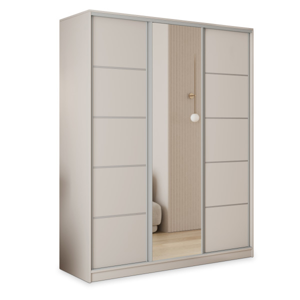 Szafa przesuwna PINA 150 cm z lustrem Kaszmir + Srebrny 739454