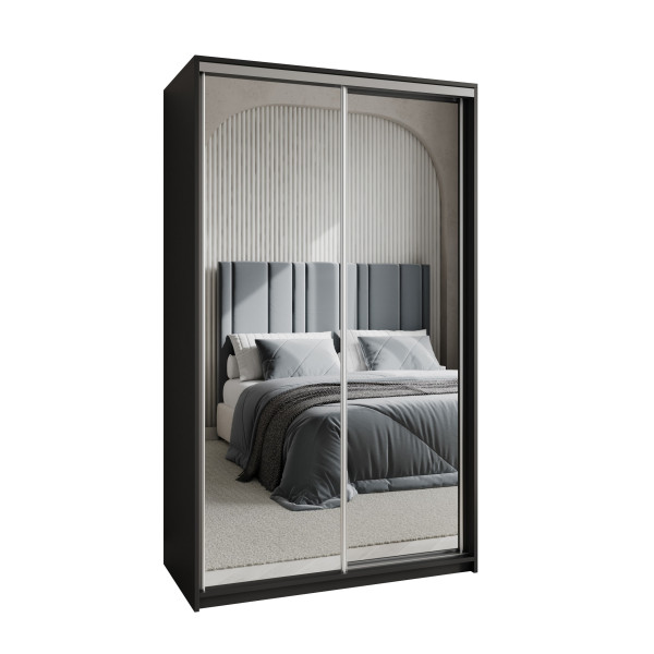 Szafa przesuwna RIEN 120 cm z lustrem Czarna + Satyna 739905