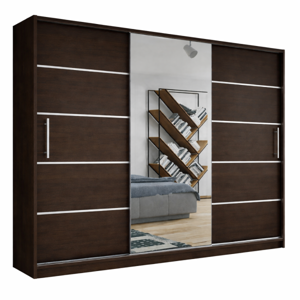 Szafa przesuwna RIO 250cm wenge + srebrne dodatki 1003136