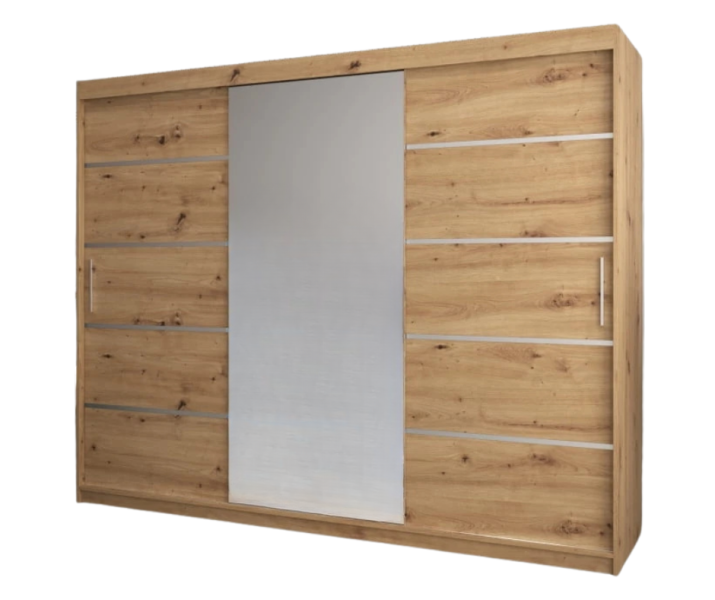 Szafa przesuwna RIO-3 180cm dąb artisan + srebrne dodatki 1003135