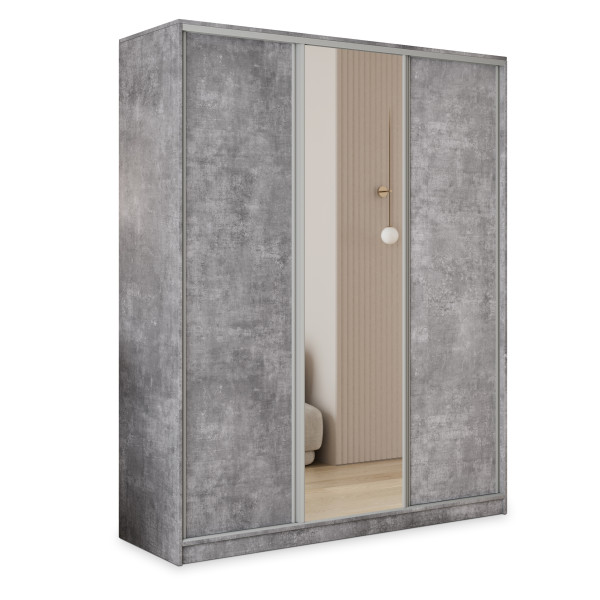 Szafa przesuwna TARI 150 cm z lustrem Beton jasny + Srebrny 739863