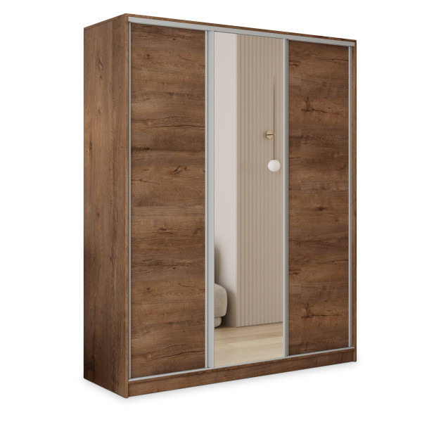 Szafa przesuwna TARI 150 cm z lustrem Dąb lefkas + Srebrny 739943