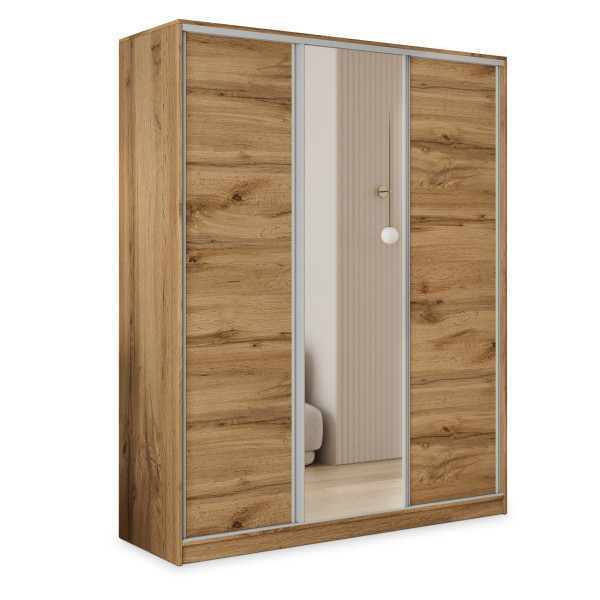 Szafa przesuwna TARI 150 cm z lustrem Dąb wotan + Srebrny 739966