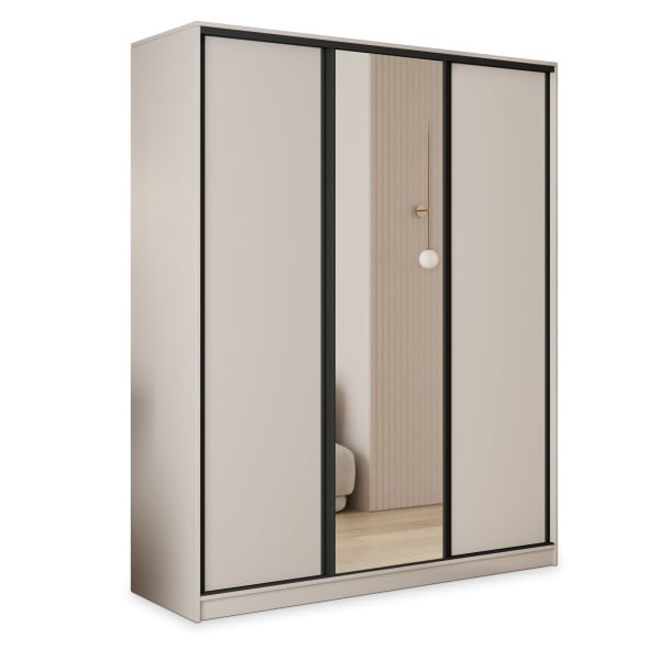 Szafa przesuwna TARI 150 cm z lustrem Kaszmir + Czarny 739893