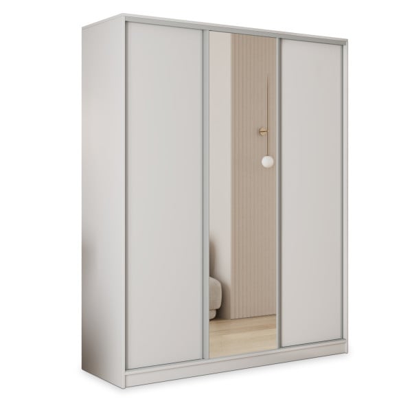 Szafa przesuwna TARI 160 cm z lustrem Biała + Srebrny 740055