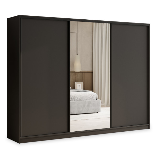 Szafa przesuwna TARI 270 cm z lustrem Czarna 740063